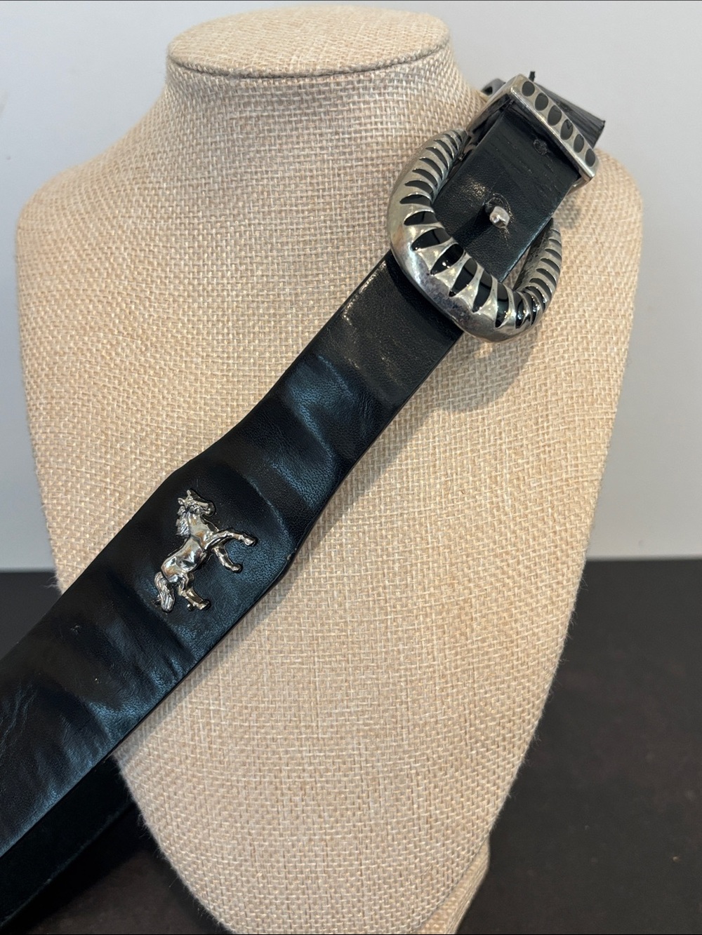 Ovation Riding Black Leather Western Horse Concho Belt Sz L